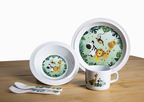 Kinder melamine servies SAFARI 5-delig.