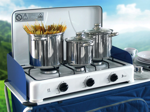 Set de casseroles de camping avec couvercle en verre, acier inoxydable, 6 pièces