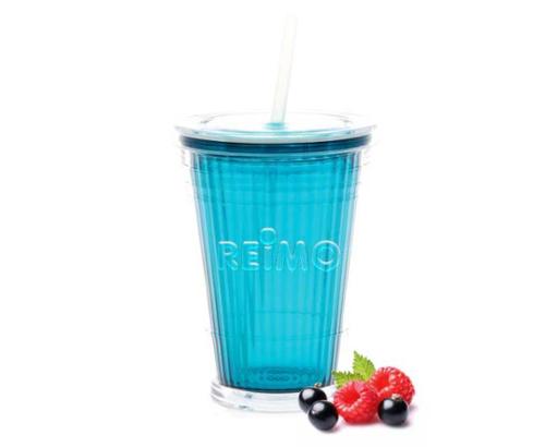 Thermo Becher Gimex, türkis, 350ml, mit Deckel und Strohhalm