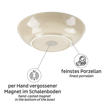 Magnetisk madskål i porcelæn - elfenben