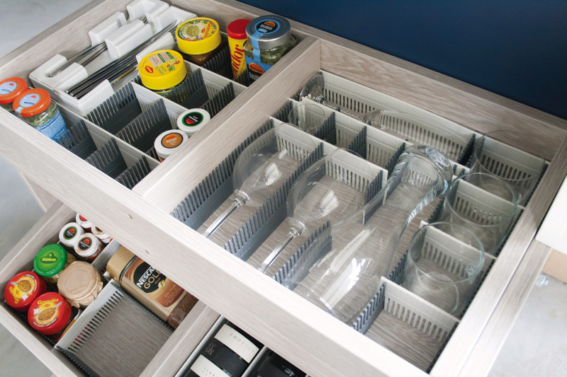 Purvario Schubladenleisten - Lichtgrau / anthrazit - 8er Set