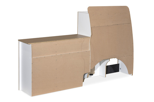 Flatpack-Möbelzeile für VW T5 / T6 / T6.1 kurzer Radstand - Weiß - Eiche
