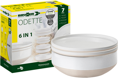 Service de table en mélamine Odette - 7 pièces - Pour 2 personnes