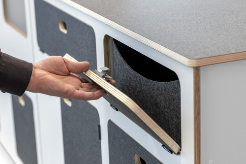 Flatpack-Möbelzeile für VW T5 / T6 / T6.1 kurzer Radstand - Weiß - Basalt