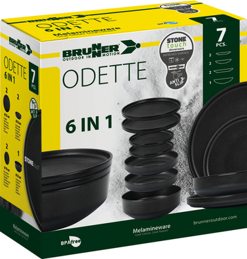 ODETTE - Servise i melamin, steintouch/ porselenseffekt