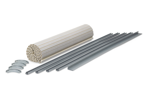 Rollladen-Kit inkl. Lamellen, Schienen, Kurven, Winkelprofil, Beige
