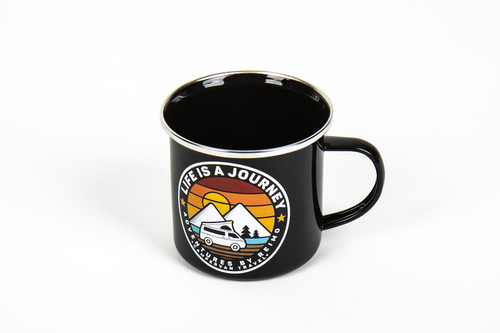 Enamel mug LIFE IS A JOURNEY