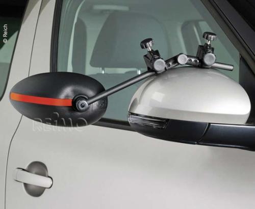 Caravanspiegel met gekleurde veiligheidsstrepen