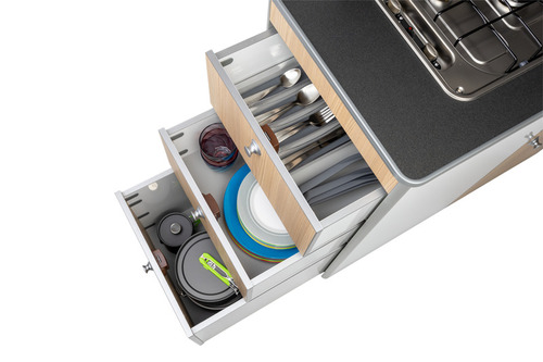 Keittiöblokki Mercedes Sprinteriin - Musta yläosa - Omena / Valkoinen