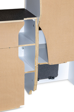 Flatpack-Möbelzeile für VW T5 / T6 / T6.1 kurzer Radstand - Weiß - Basalt