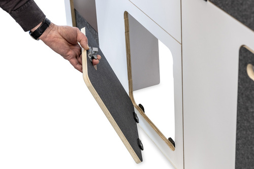 Flatpack-Möbelzeile für VW T5 / T6 / T6.1 kurzer Radstand - Weiß - Basalt