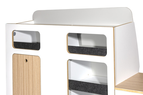 Flatpack-Möbelzeile für VW T5 / T6 / T6.1 kurzer Radstand - Weiß - Eiche