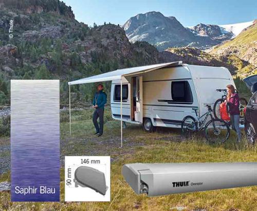Thule Omnistor 6300, Dachmarkise, Saphir Blau, Gehäusefarbe eloxiert, 450cm