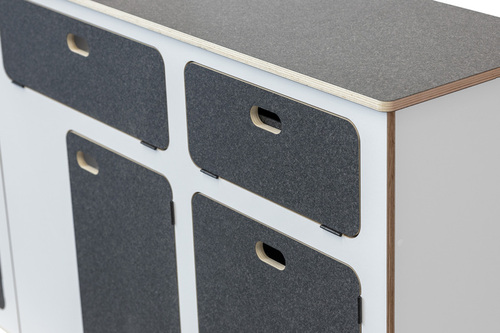 Flatpack-Möbelzeile für VW T5 / T6 / T6.1 kurzer Radstand - Weiß - Basalt