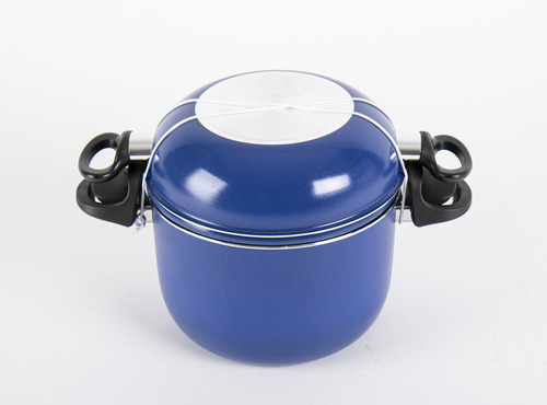 Camping-Kochgeschirr Alu, 9-teilig, blau/schwarz, mit Antihaftbeschichtung