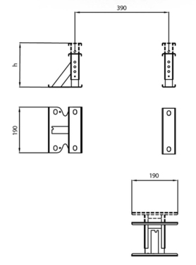 Structure d'étagère intermédiaire - hauteur 130 - 180 mm