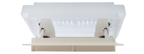 Hotte de toit grise avec moustiquaire 280x280, verre opale, cadre intérieur gris