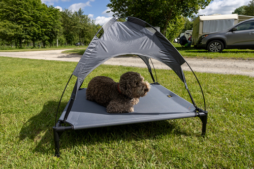 Hundeseng med soltag 88x78x18cm, aftageligt soltag