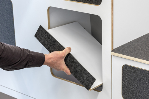 Flatpack-Möbelzeile für VW T5 / T6 / T6.1 kurzer Radstand - Weiß - Basalt