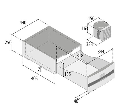 Kühlschublade D20A - 20 l - Schwarz