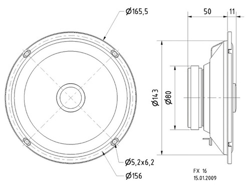 2-Wege Koaxiallautsprecher mit Normkorb 6,5"