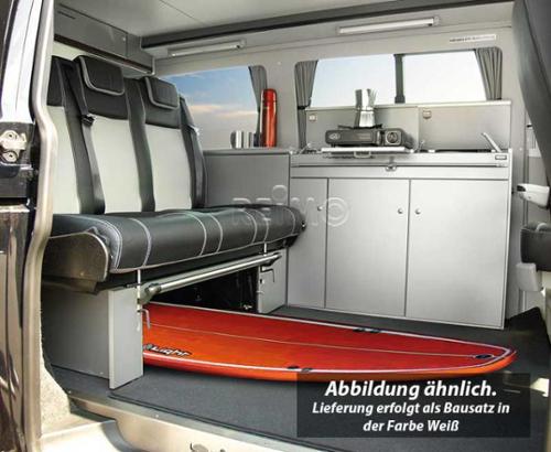VW T6, VW T5 CityVan SWB furniture module high-gloss white with silver cover