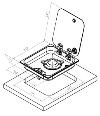 Stainless steel hob with glass ASO - 1-burner