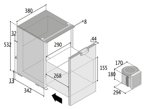 Külmikusahtli C42DW - 42 l - Hall