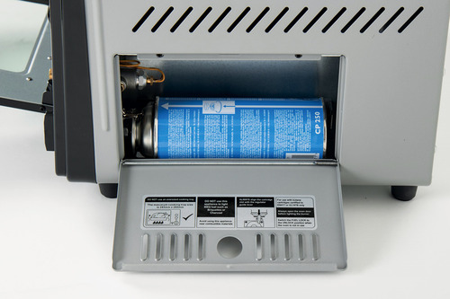 Miniestufa de camping, funcionamiento con cartucho, 180 min., 30 litros, 1,1 kW Estufa de camping, funcionamiento con cartucho, 180 min.