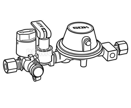 Gas tank regulator RVS-RVS 50mbar