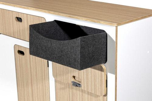 Flatpack-Möbelzeile für VW T5 / T6 / T6.1 kurzer Radstand - Weiß - Eiche