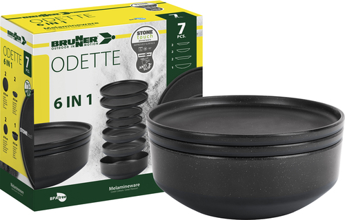 ODETTE - Servise i melamin, steintouch/ porselenseffekt