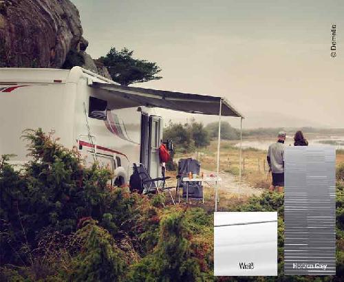 Markise PW1500 3,0m Gehäuse weiß/Tuch Horizon grey, 12V Motor