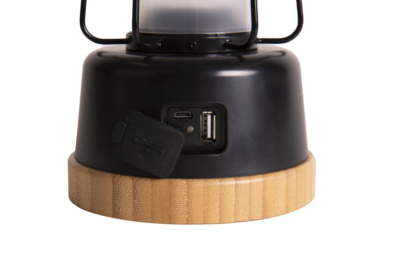 Lampka biwakowa LIGHTHOUSE, ściemniana, bambus+stal nierdzewna, bateria litowa .