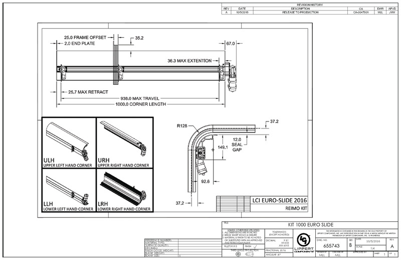 Kit standard Euro Slide System Standard per lunghezza di estensione 1000 mm