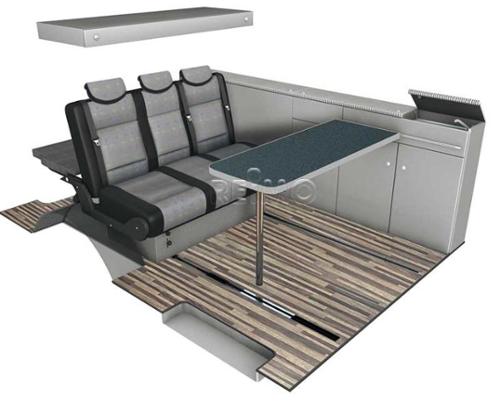 VW T6, VW T5 CityVan SWB furniture module kit anthracite with silver cover