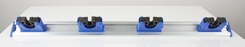 Broom holder with 5 clips in blue, 70cm